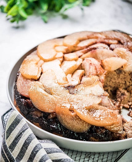 Upside Down Pear Skillet Cake