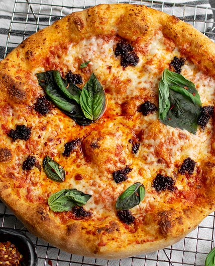 Pizza with 'Nduja and Tomato Cream Sauce