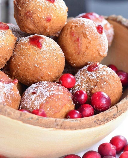 Cranberry Sauce Doughnut Holes