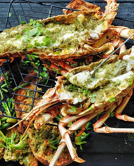 Butter-roasted lobster with native greens