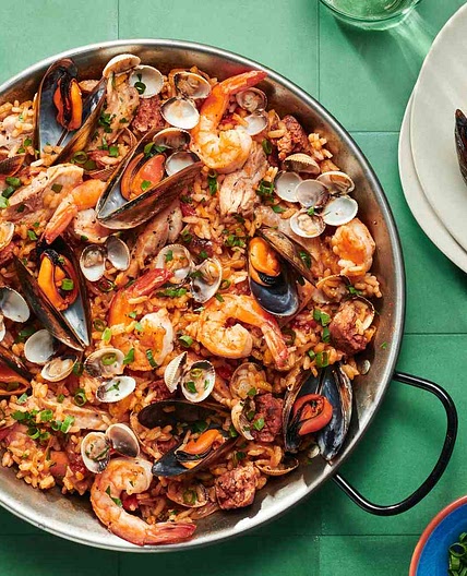 Seafood and Chicken Paella with Chorizo