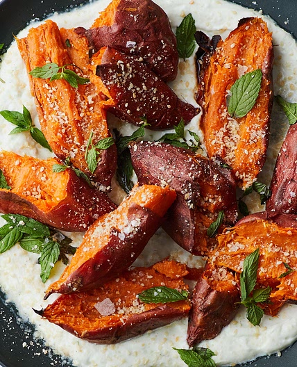 Roasted Sweet Potatoes With Chile Yogurt and Mint