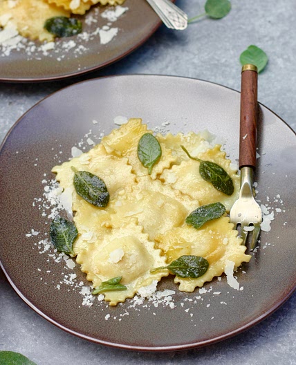 Ravioli with Brown Butter and Crispy Sage