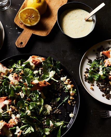 Warm Salmon and Lentil Salad with Herbes de Provence