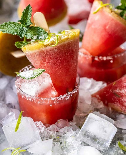 Salted Spicy Watermelon Margarita Popsicles