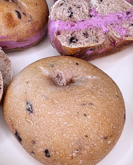 Blueberry Bagels (with blueberry cream cheese filling)