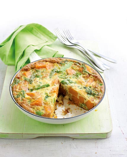Kumara, rocket and asparagus frittata