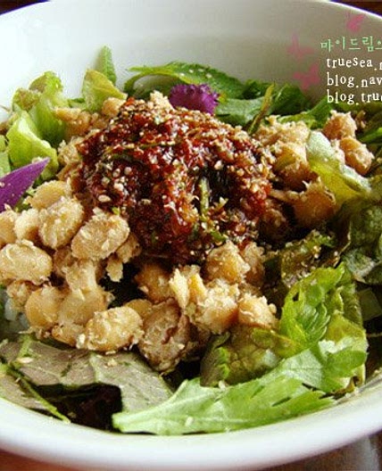 청국장 만들기와 생청국장 야채비빔밥