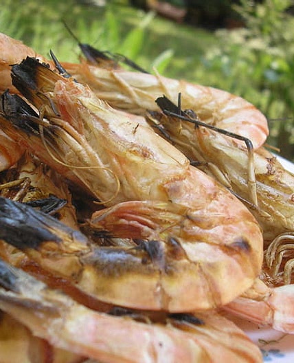 Gambas au barbecue et beurre citronné