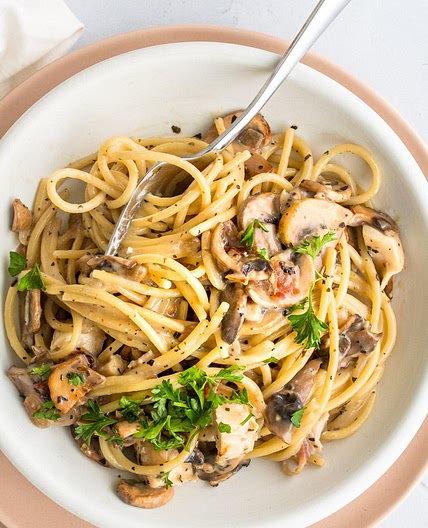 Chicken Bacon and Mushroom Pasta for One