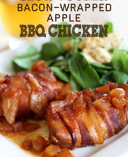 Slow Cooker Bacon-Wrapped Apple Chicken