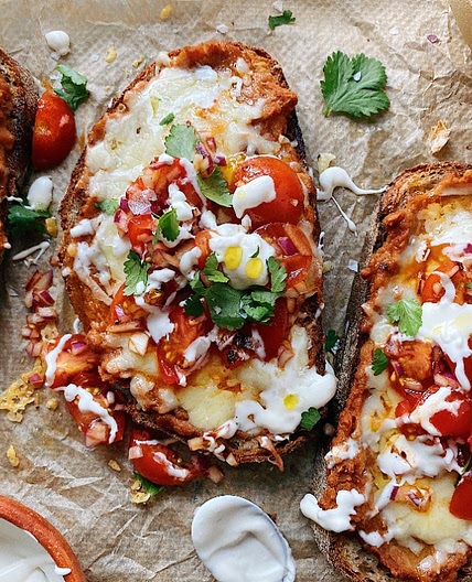 Mexican Molletes with Refried Beans
