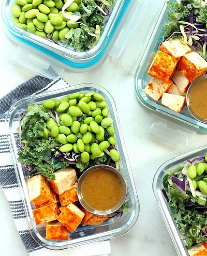 Chopped Salad with Sriracha Tofu & Peanut Dressing