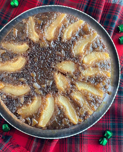 Lower FODMAP Gingerbread Pear Upside Down Cake