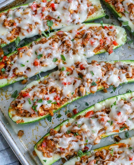 Sausage Stuffed Zucchini Boats