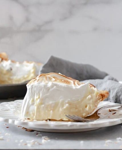 Old fashioned coconut cream pie with meringue