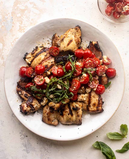 Grilled Gorgonzola Chicken with Tomatoes & Basil