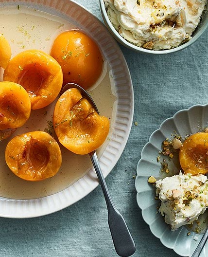 Ottolenghi's poached apricots with pistachio and amaretto mascarpone