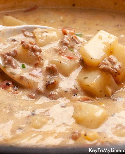 BEST Creamy Hamburger Potato Soup with Bacon