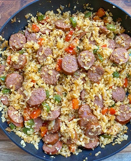 Cajun Sausage Cauliflower Rice (Keto & Low Carb)