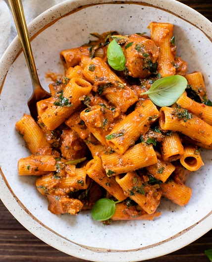 Spicy Vegan Sausage Pasta