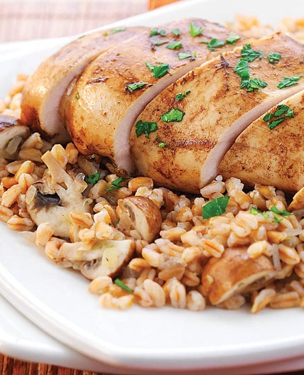Balsamic Dijon Chicken with Farro & Mushrooms