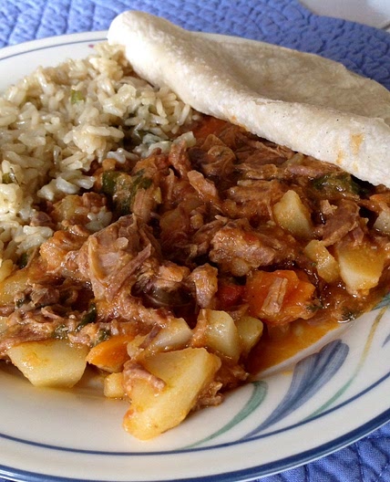 Hilachas (Guatemalan Shredded Beef in Tomato-Tomatillo Sauce)