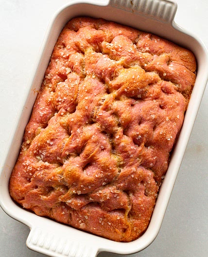 Light Pink Focaccia (no mixer needed!)
