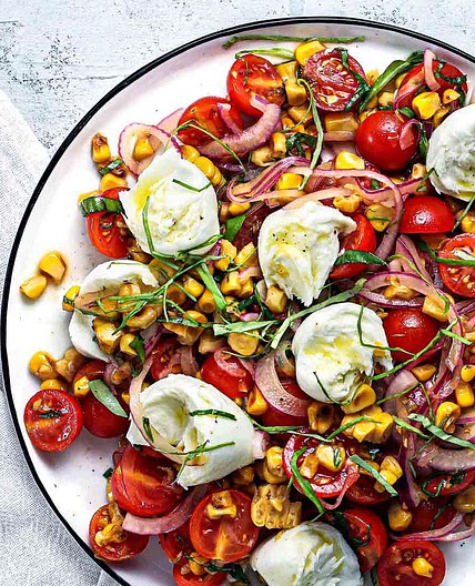 Charred Corn, Tomato & Mozzarella Salad