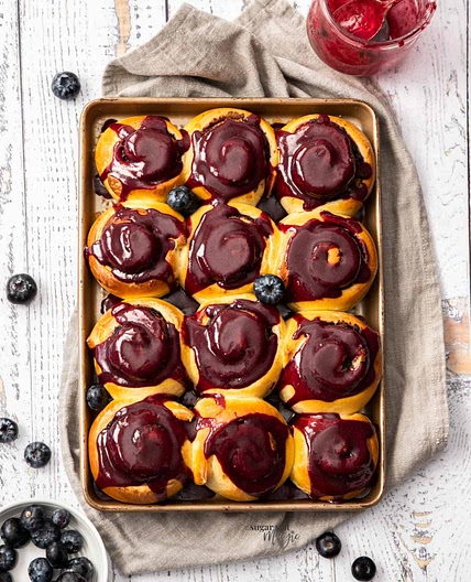 Blueberry Cinnamon Rolls with Blueberry Glaze