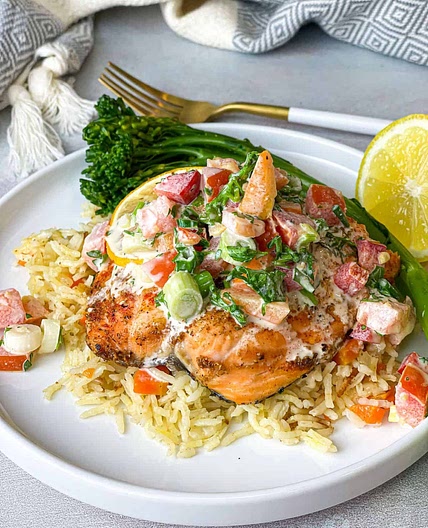 Cajun Salmon with Tahini Salsa Recipe