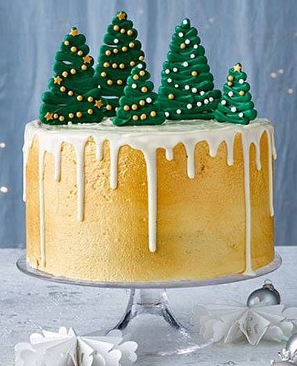 Winter spice cake with chocolate trees