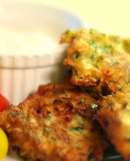 Zucchini Fritters & Goat Cheese Sauce