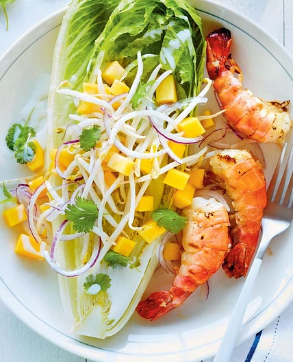 Grilled Shrimp with Romaine Lettuce and Coconut Milk Dressing