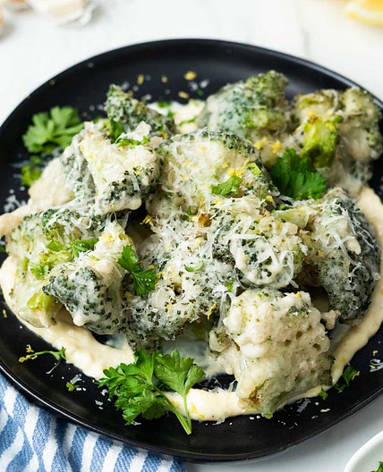 Fried Broccoli Tempura with Garlic Parmesan Aioli