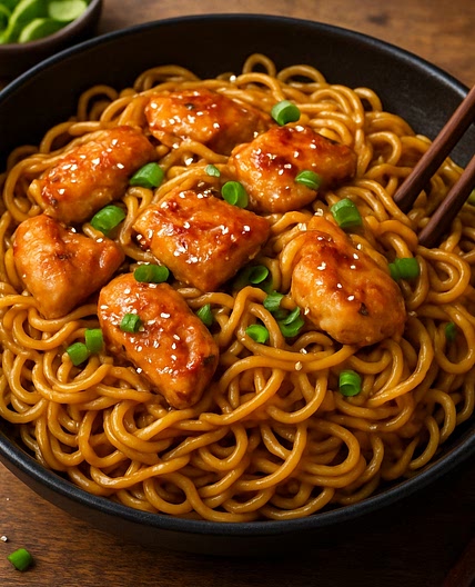 Honey garlic chicken noodles