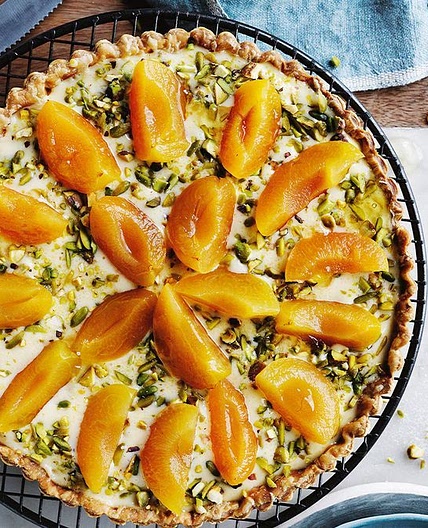 Yotam Ottolenghi's apricot tart with pistachio frangipane