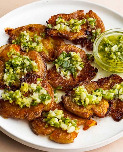 Crispy Smashed Potatoes With Ginger Scallion Sauce Recipe by Tasty