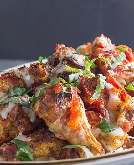 Low FODMAP Pizza Chicken Wings with Pepperoni