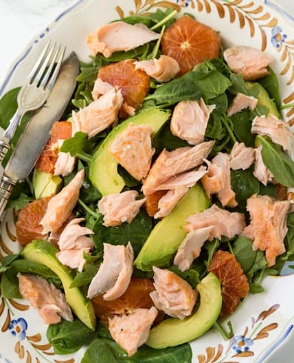 Salmon, Avocado, And Spinach Salad