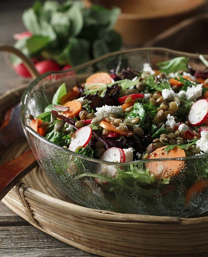 Spring Greens with Quick Pickled Lentils & Vegetables