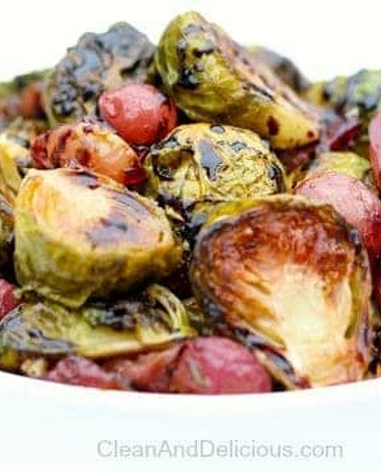 Roasted Brussels Sprouts And Grapes
