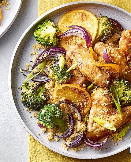 Chicken, broccoli, and orange couscous