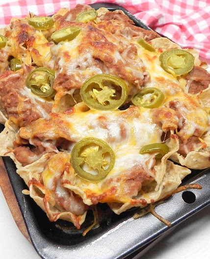 Easy Nachos with Refried Beans