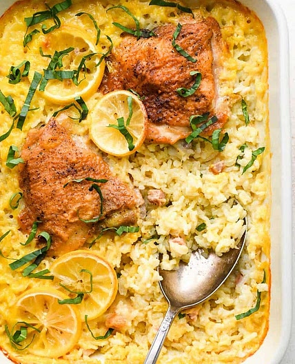 Lemon Pepper Chicken and Rice bake