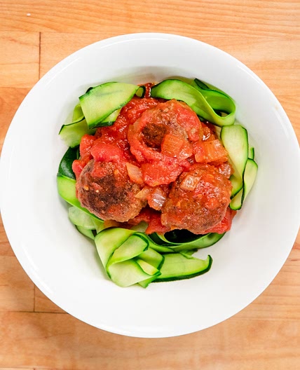 Meatballs and Zucchini Pasta