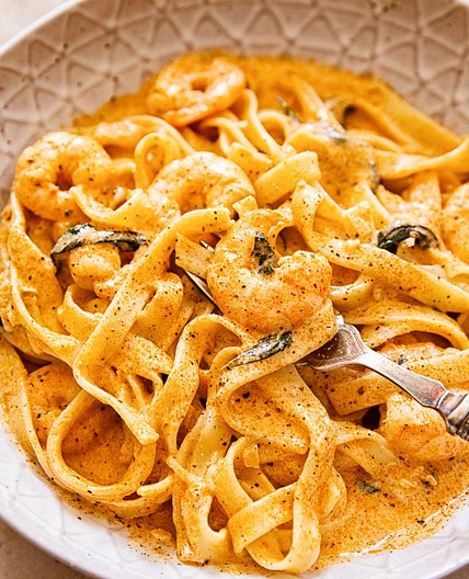 Prawn Pasta in Sun-Dried Tomato Cream Sauce