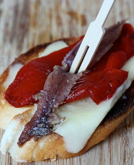Anchovy, Red Pepper, and Manchego Pintxos Recipe