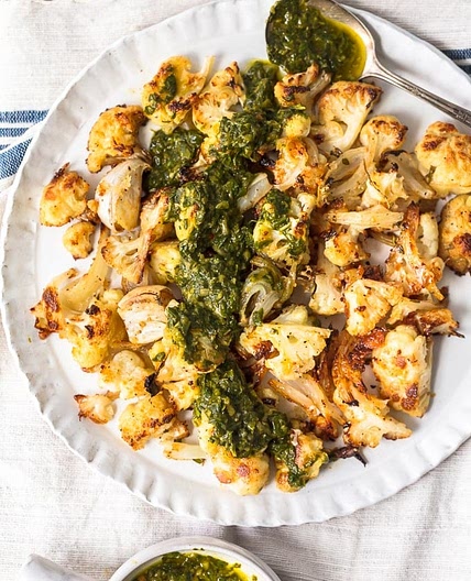 Roasted Cauliflower with Chimichurri Sauce