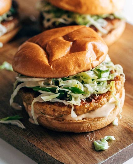 Chicken Teriyaki Burgers with Sesame Slaw